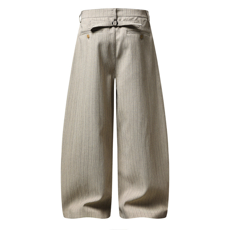 Wide-Leg Pinstripe Trousers – Relaxed Fit Pleated Dress Pants