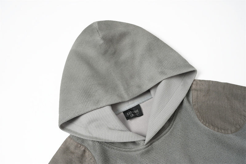 Sweat à capuche homme en maille gaufrée délavée à l’acide, oversize, avec poches cargo zippées