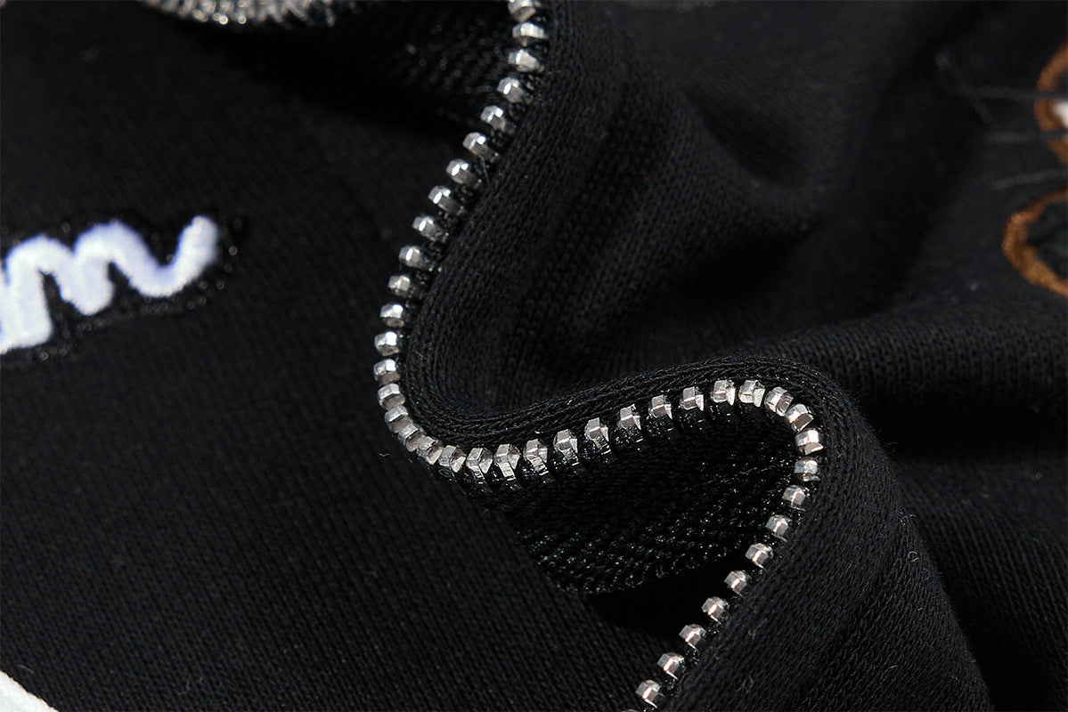 Hoodie zippé à oreilles de chat avec manches raglan étoilées et poches-pattes