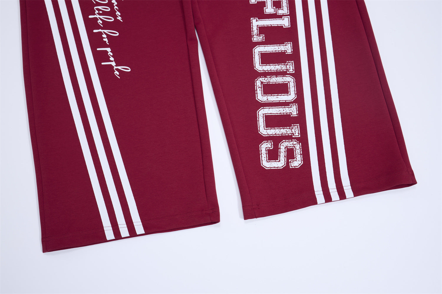 Wide Leg Sweatpants with Stripe & Mellifluous Graphic Print