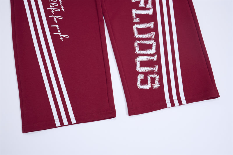 Wide Leg Sweatpants with Stripe & Mellifluous Graphic Print