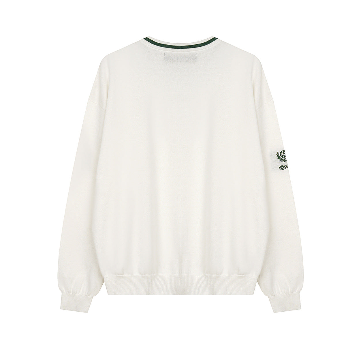 Crewneck Sweatshirt College Retro Embroidered Logo Contrast Tipping
