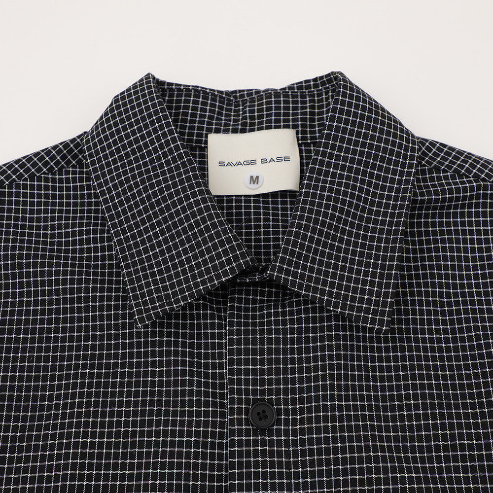 American Casual Plaid Short Sleeve Shirt with Script Embroidery