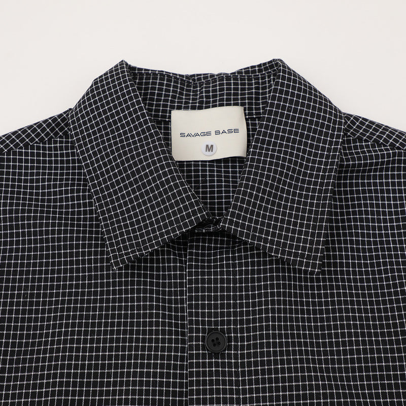 American Casual Plaid Short Sleeve Shirt with Script Embroidery