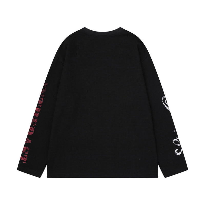 Missedout Savage Boss Club Graphic Waffelstrick-Langarmshirt – oversized
