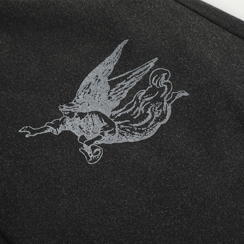 Wide-Leg Sweatpants with Angel & Sword Graphic Print – Vintage Punk Style