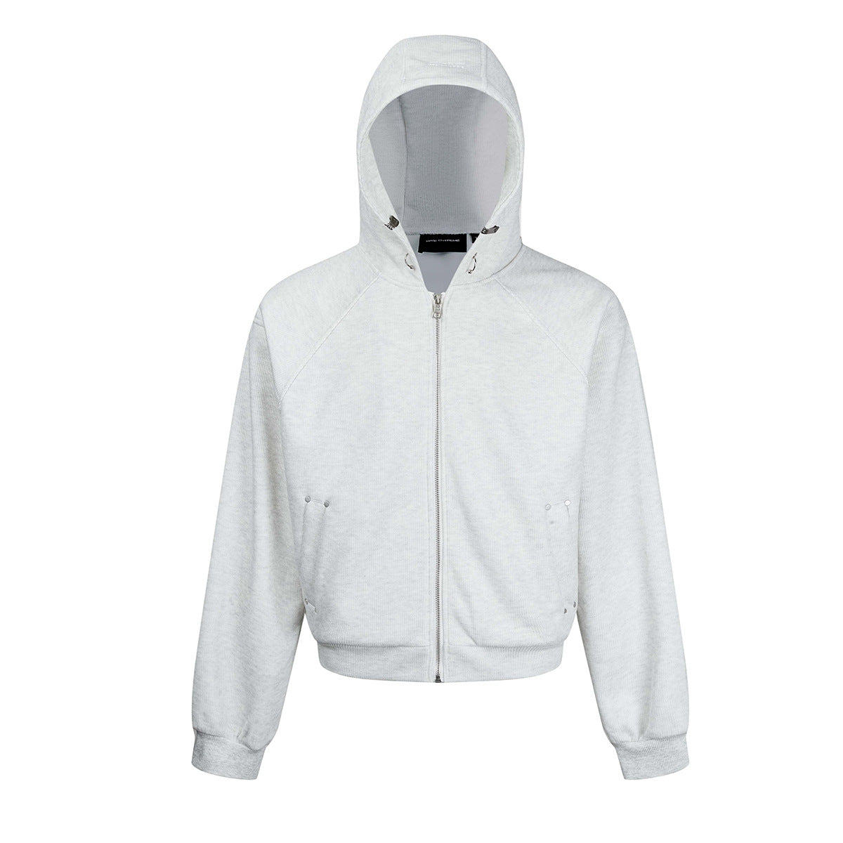 Sweat à capuche court zippé – Sweat intégralement zippé à manches raglan côtelées