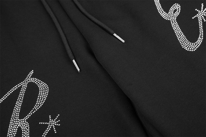 Jogginghose mit weitem Bein und Strass-Schriftzug – Oversize-Streetwear-Jogger für