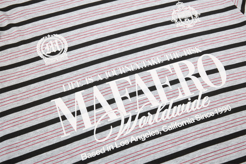 Striped Graphic T-Shirt – Mafaero Worldwide Oversized Crew Neck Tee