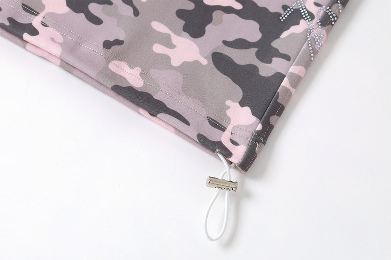 Camo-Jogginghose mit weitem Bein, Strassdetails & Kordelzug am Saum