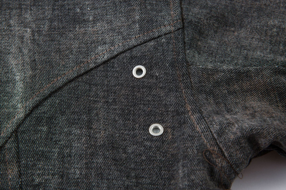 Washed Denim Bomber Jacket with Faux Fur Hood – Vintage American Style