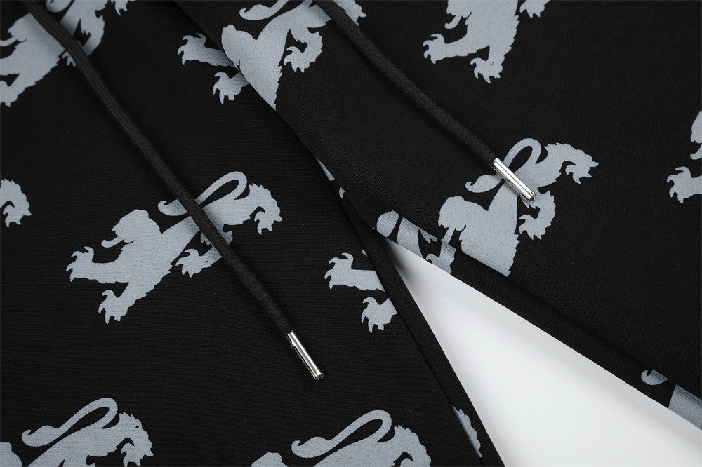Pantalon de survêtement large imprimé lions, avec bande contrastante taille haute