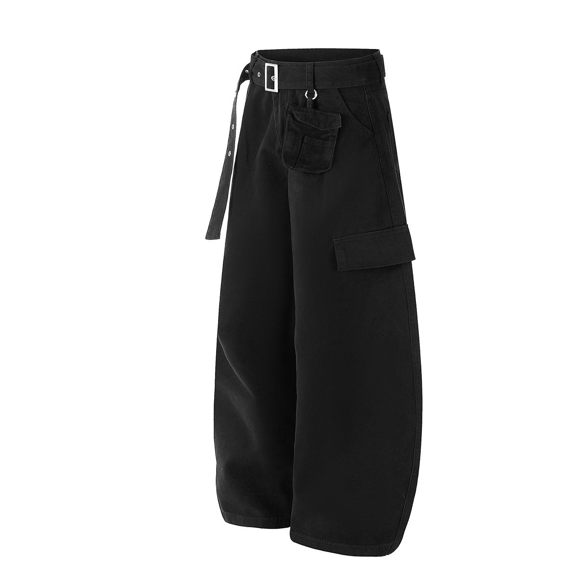 Wide-Leg Cargo Pants with Belt — Multi-Pocket Relaxed Fit