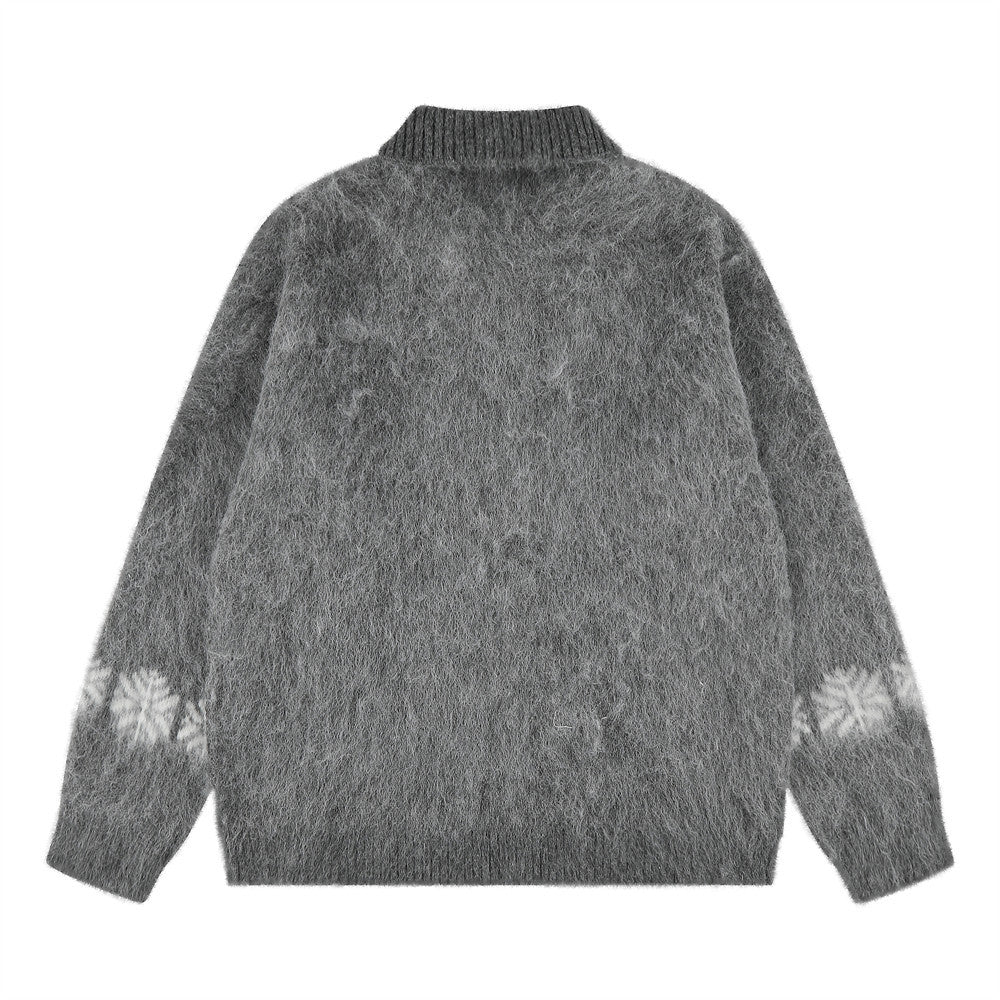 Cárdigan de Punto Jacquard con Caballos – Jersey Oversize de Punto Fair Isle con Botones