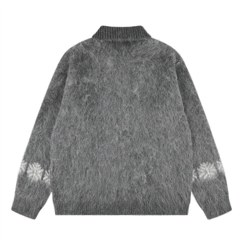 Cárdigan de Punto Jacquard con Caballos – Jersey Oversize de Punto Fair Isle con Botones