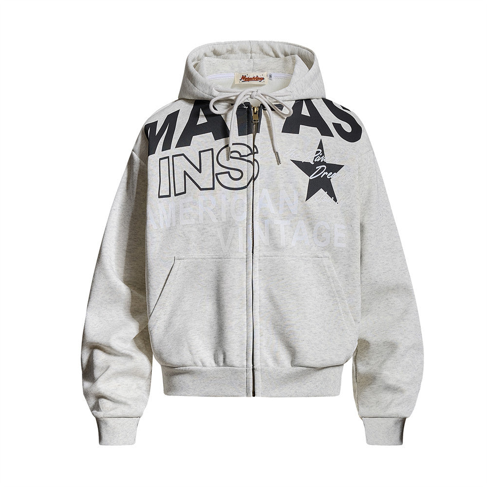 American Vintage Graphic Zip-Up Hoodie – Oversized Street Style