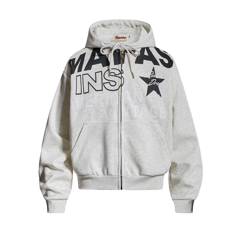 American Vintage Graphic Zip-Up Hoodie – Oversized Street Style
