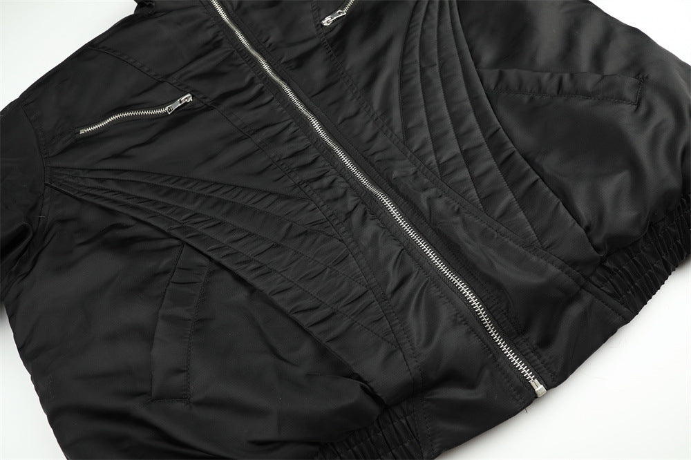 Faux Fur Collar Padded Bomber Jacket – Quilted Stitch Detail Men's Winter Coat