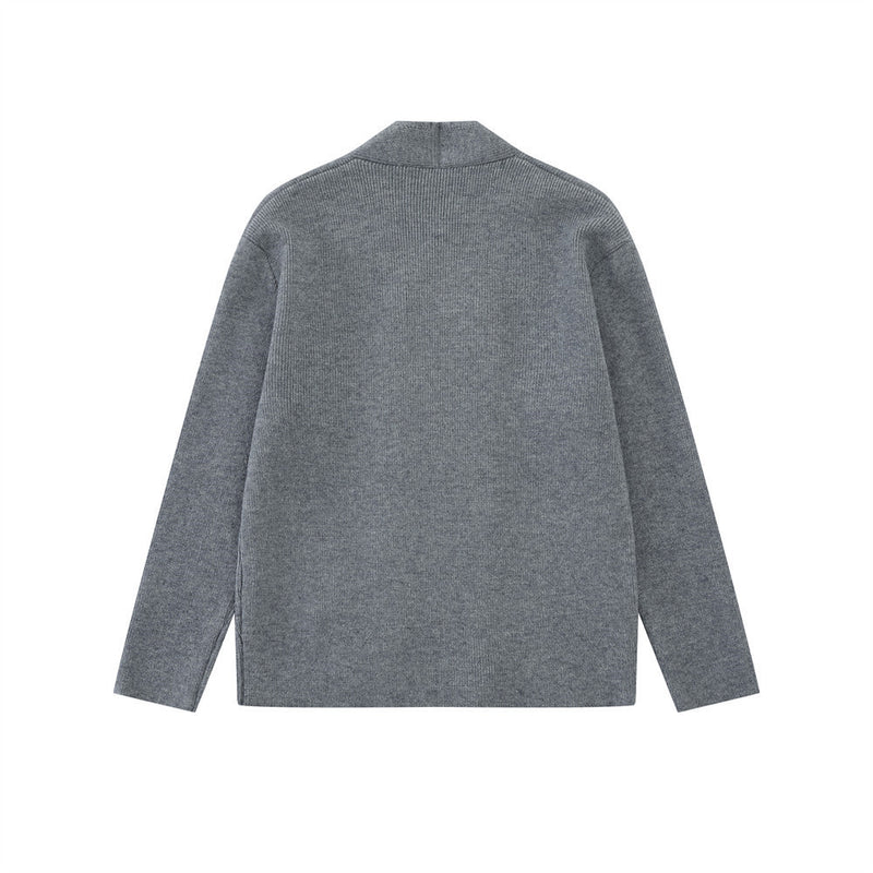 Double-Breasted V-Neck Knit Cardigan – Men's Relaxed Fit Sweater Jacket