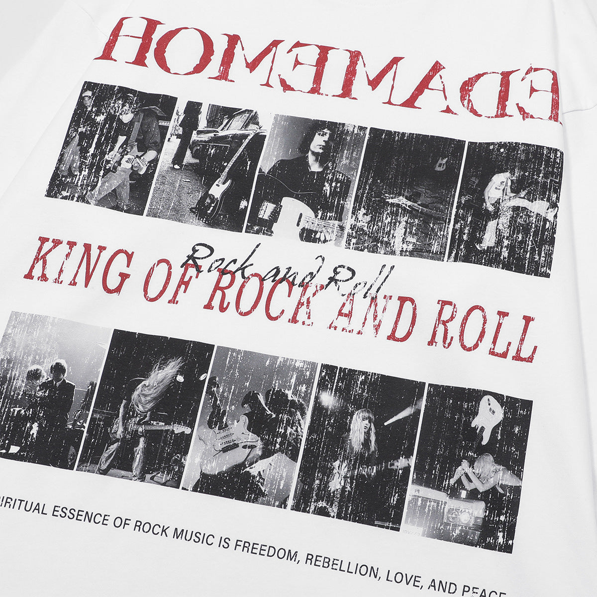 Tee-shirt manches longues Rock and Roll – Imprimé de groupe effet délavé à l'acide