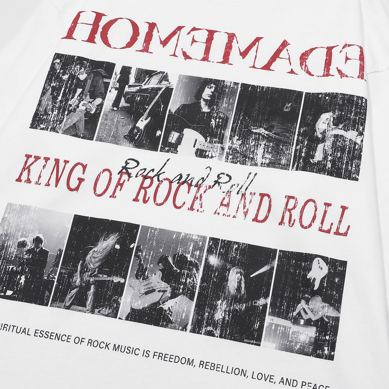 Tee-shirt manches longues Rock and Roll – Imprimé de groupe effet délavé à l'acide