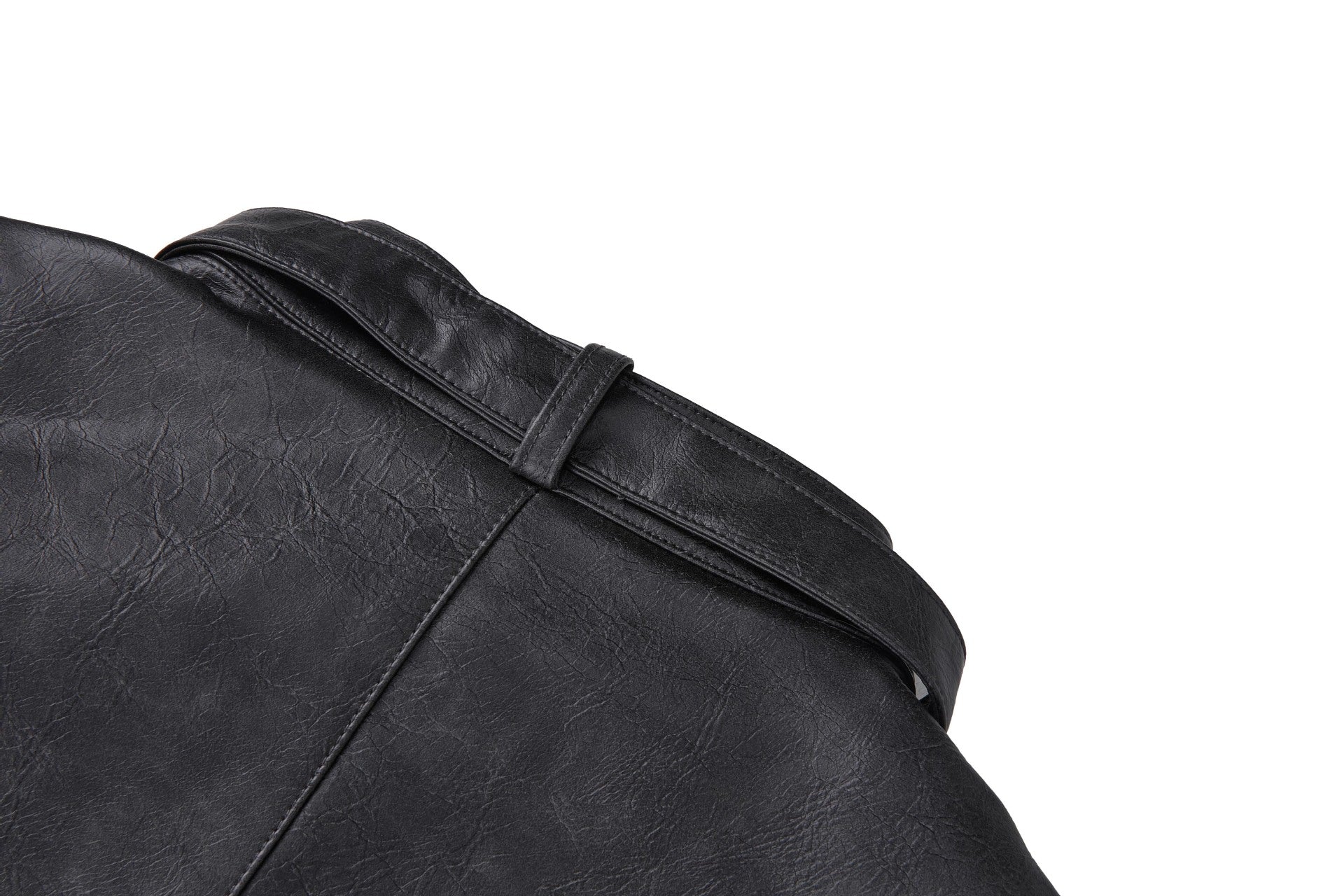 Blouson biker oversize en cuir – Style moto à col montant et poignets à boucles