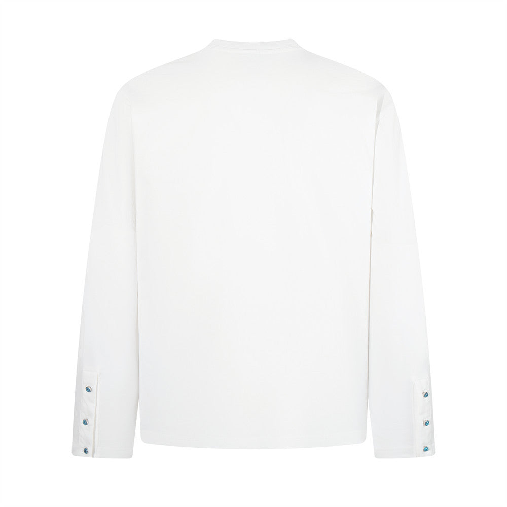 Henley-Longsleeve mit abstraktem Figuren- und Flaggen-Print – Relaxed-Fit