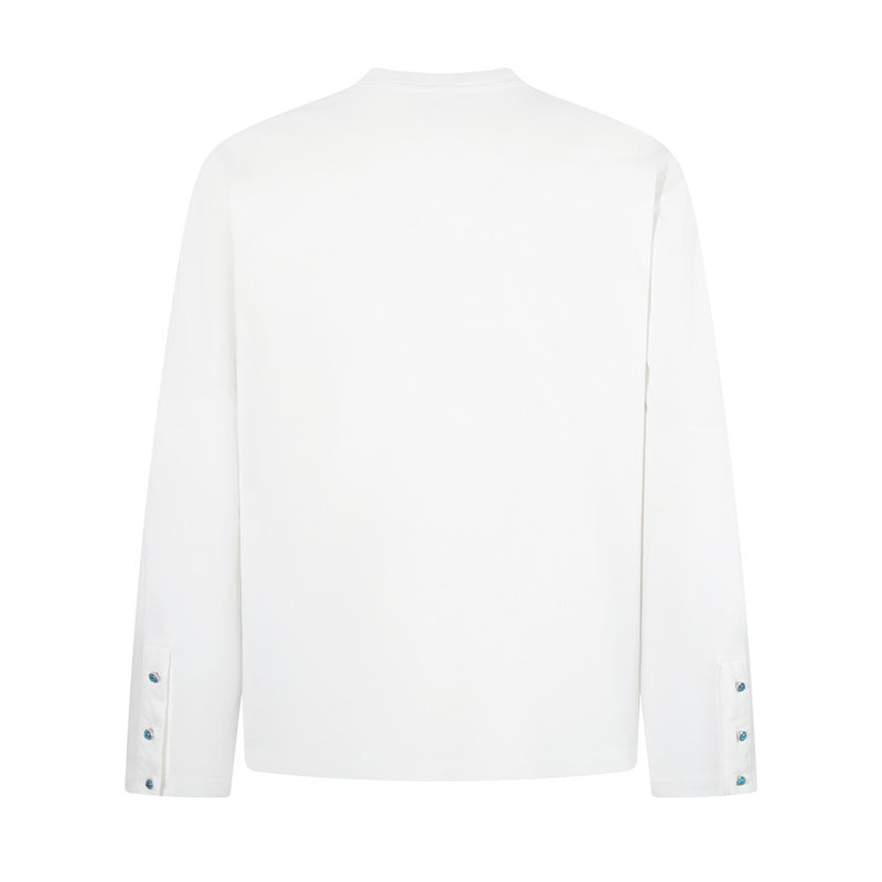 Henley-Longsleeve mit abstraktem Figuren- und Flaggen-Print – Relaxed-Fit