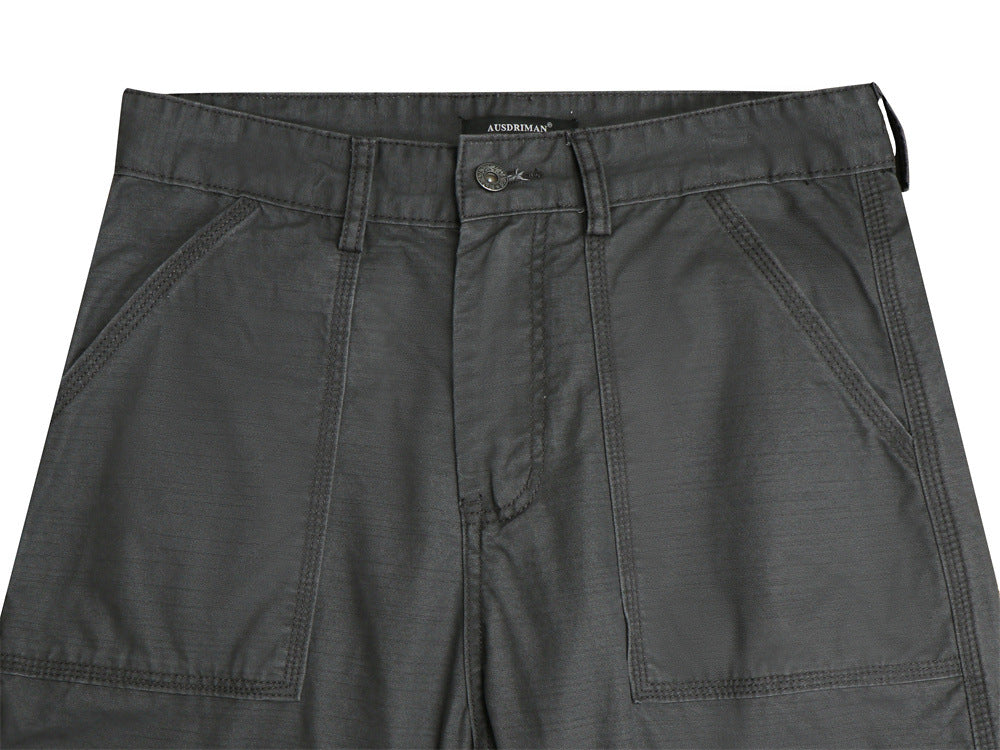 Herren-Wide-Leg-Cargohose – Grau, Gerader Fit mit mehreren Taschen