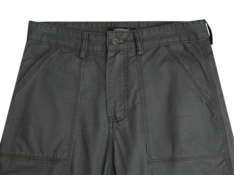 Herren-Wide-Leg-Cargohose – Grau, Gerader Fit mit mehreren Taschen