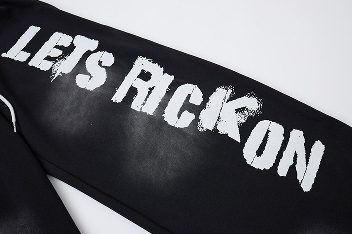 Wide-Leg-Sweatpants mit Union-Jack- und „Let's Rock On“-Print, Seitenstreifen