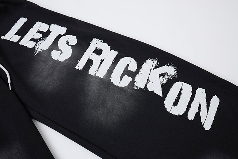 Wide-Leg-Sweatpants mit Union-Jack- und „Let's Rock On“-Print, Seitenstreifen