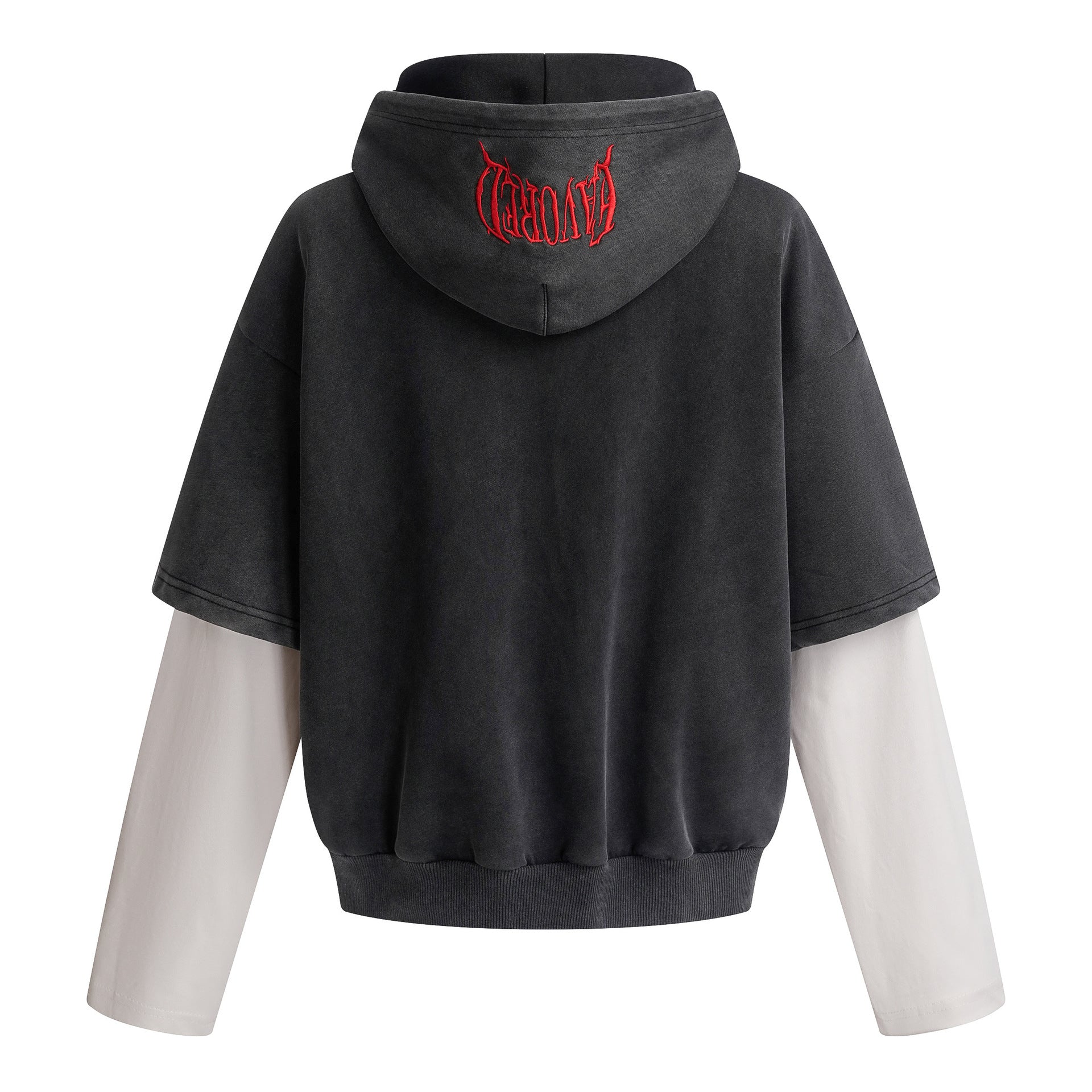 Sudadera de hombre con efecto de dos piezas – Gráfico desgastado «09» y estilo urbano lavado