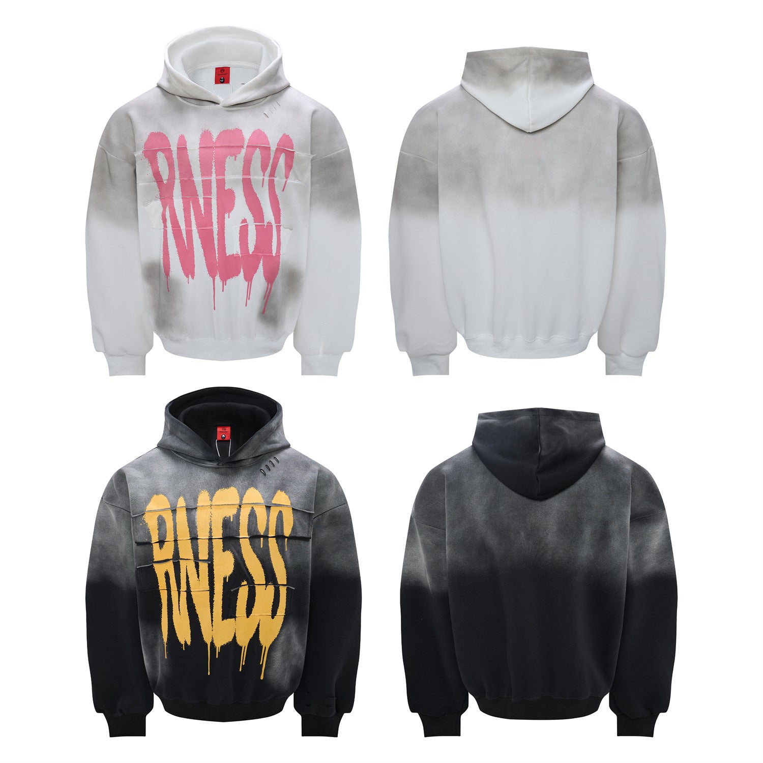 Graffiti Print Washed Distressed Oversized Hoodie