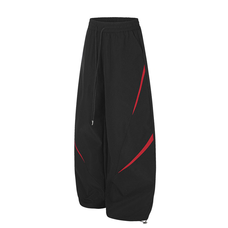 Men's Colorblock Track Jacket & Wide-Leg Pants Tracksuit Set with Mock Neck