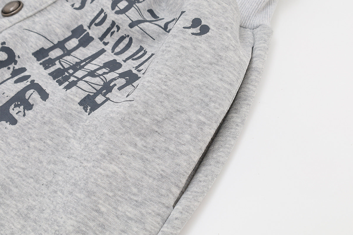Wide-Leg Sweatpants with Rivet Buttons and Graphic Print – Relaxed Fit