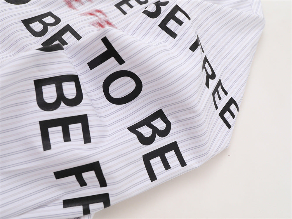 Gestreiftes Herrenhemd mit Knopfleiste und "Rebel To Be Free"-Print, lässige Passform