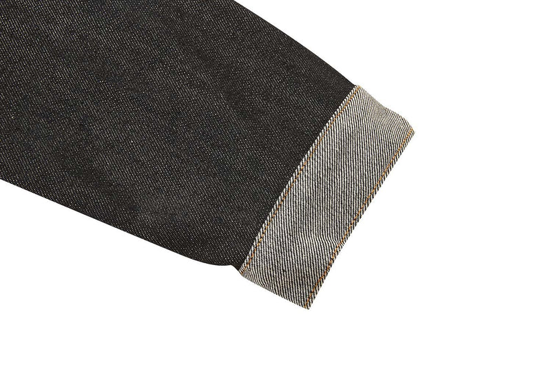 Veste en jean bicolore à empiècements contrastants – Coupe carrée