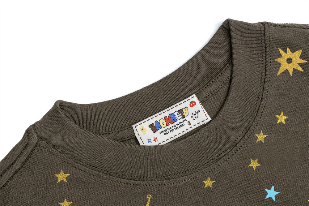 Camiseta de manga larga oversize con estampado de estrellas – Top urbano de corte relajado