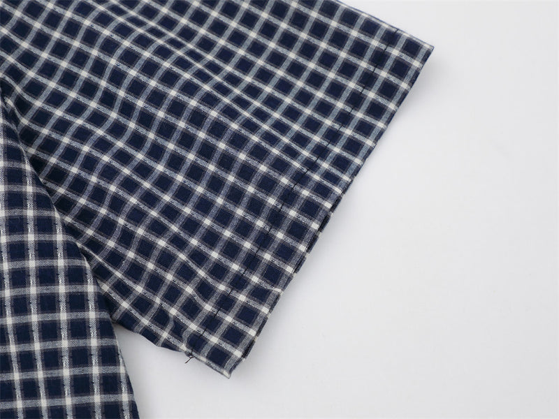 Plaid Check Short Sleeve Shirt – Oversized Streetwear with Script Print