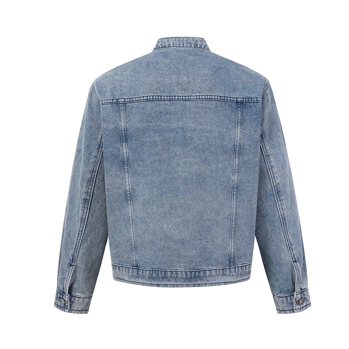 Veste en jean pour homme – Veste trucker en denim délavé à col montant