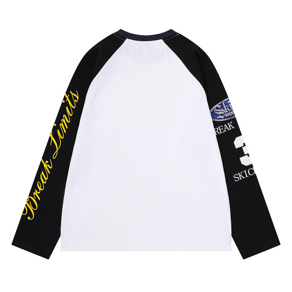 Men's Colorblock Raglan Long Sleeve Tee with Graphic Sleeve Print