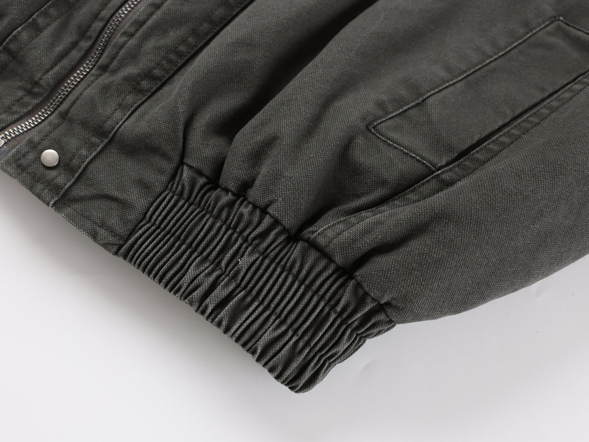 Men's Washed Cotton Bomber Jacket – Vintage Western Deconstructed Design