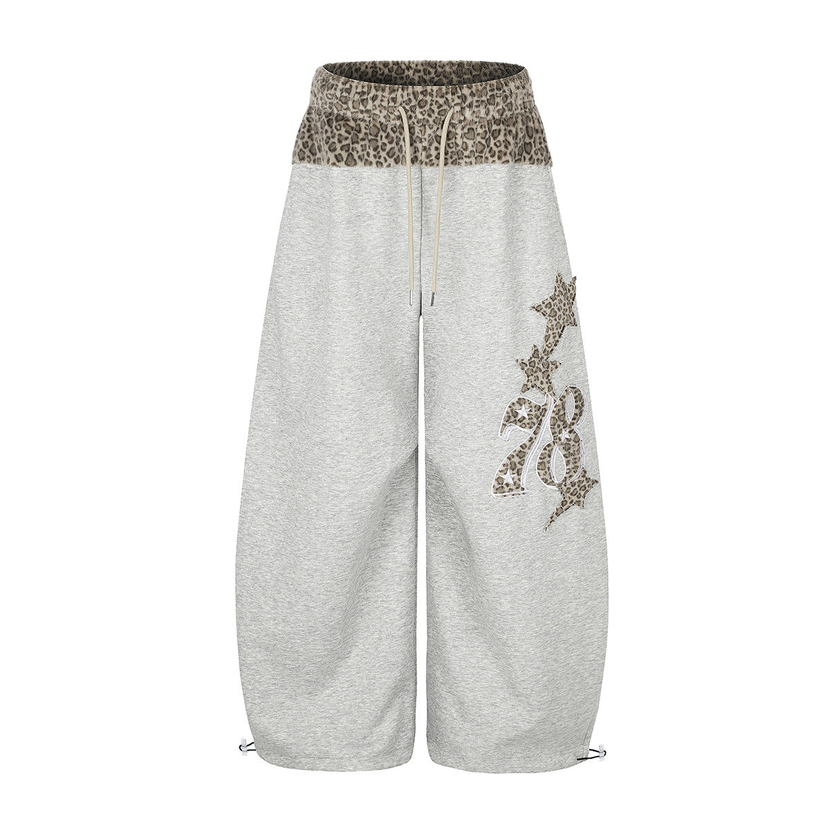 Baggy-Sweatpants mit Leopardenbund und Stern-Applikation