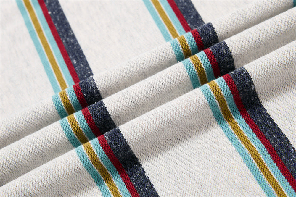 Striped Faux Two-Piece Long Sleeve Polo Shirt – Relaxed Fit with Layered Look