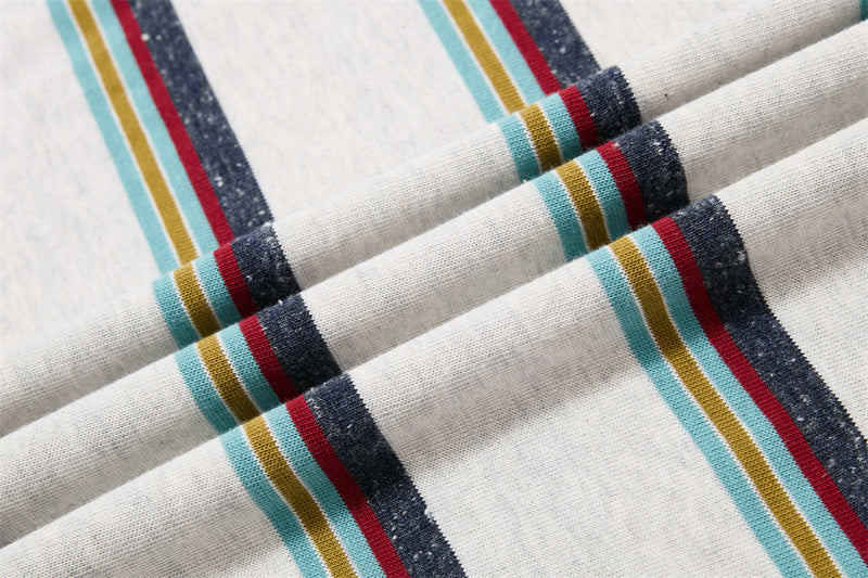 Striped Faux Two-Piece Long Sleeve Polo Shirt – Relaxed Fit with Layered Look
