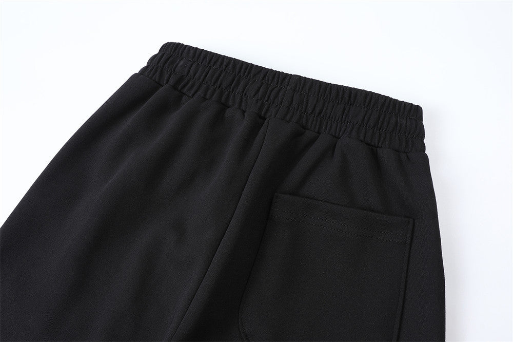 Wide-Leg Sweatpants with Distressed Letter Print & Elastic Drawstring Waist