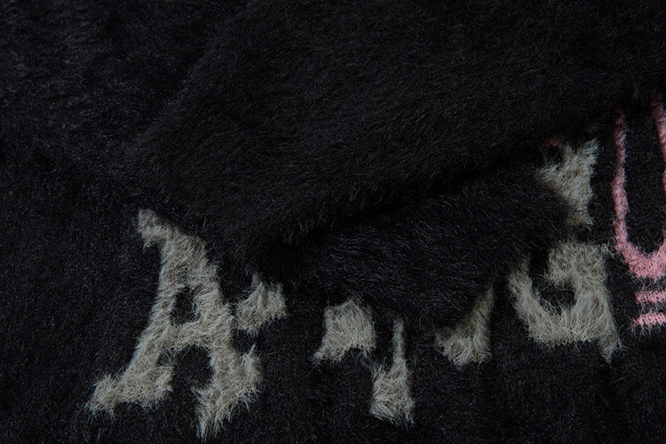 Pull oversize en maille jacquard à lettrage – Hell Is Empty, motif graffiti