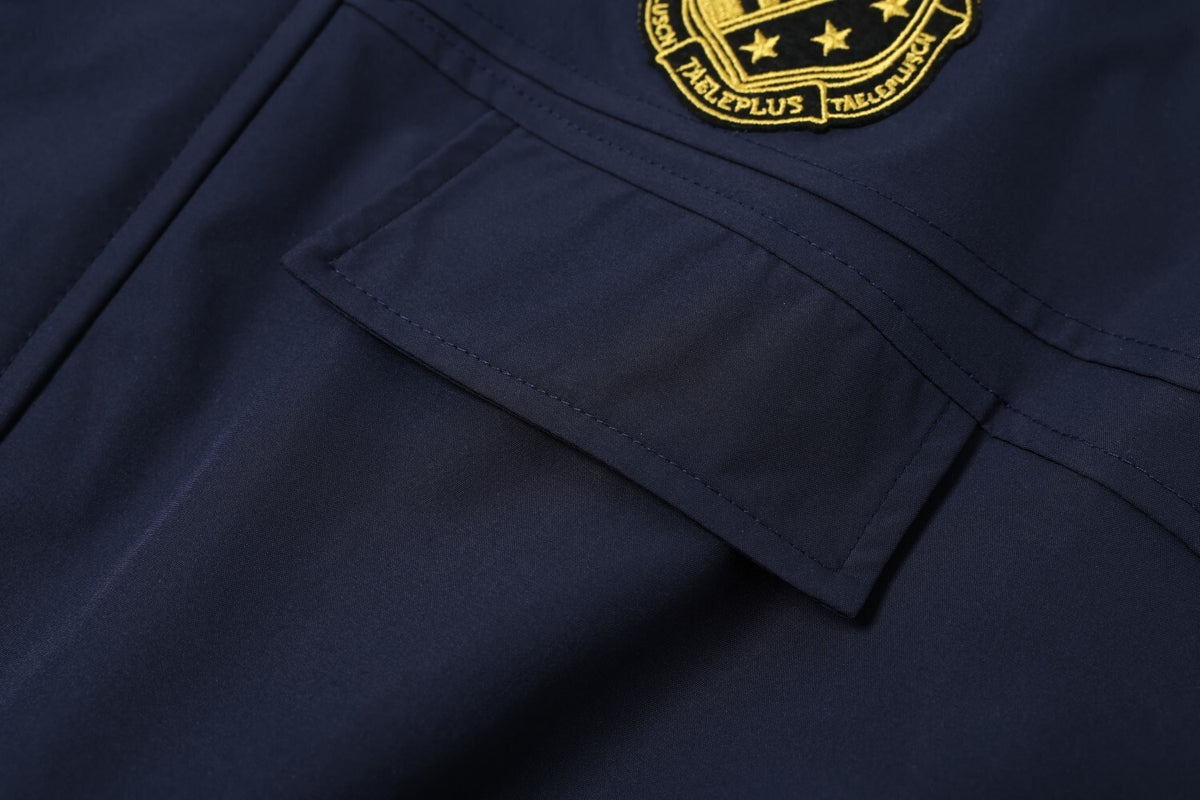 Oversized Harrington Jacket with Embroidered Badge Patch