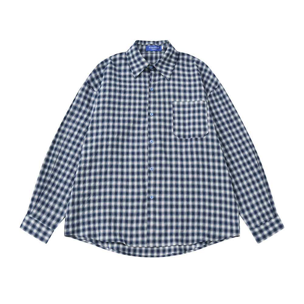 Men's Plaid Flannel Oversized Long-Sleeve Button-Down Shirt